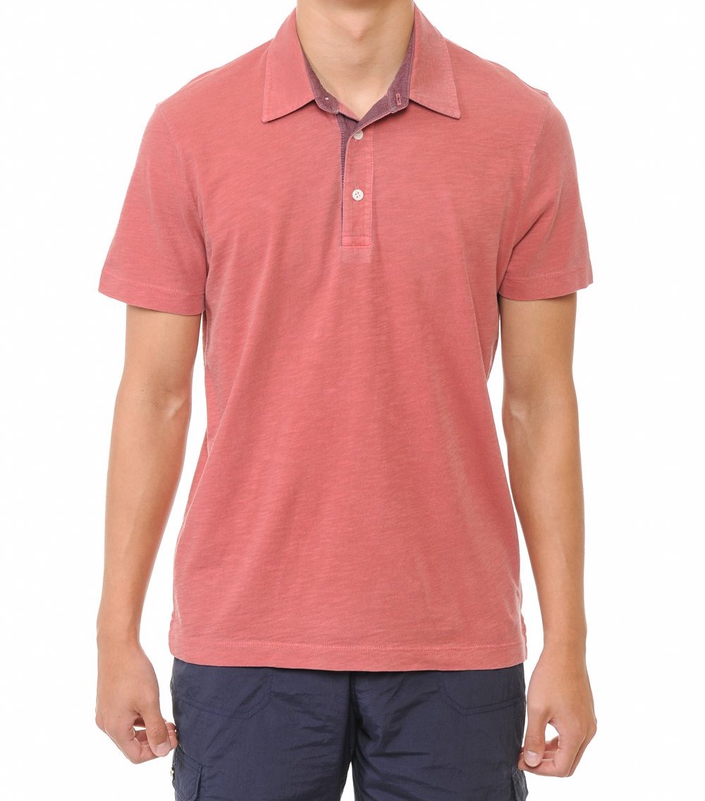 Men's Garment-Dyed Slub Cotton Polo T-Shirt by YURO-K