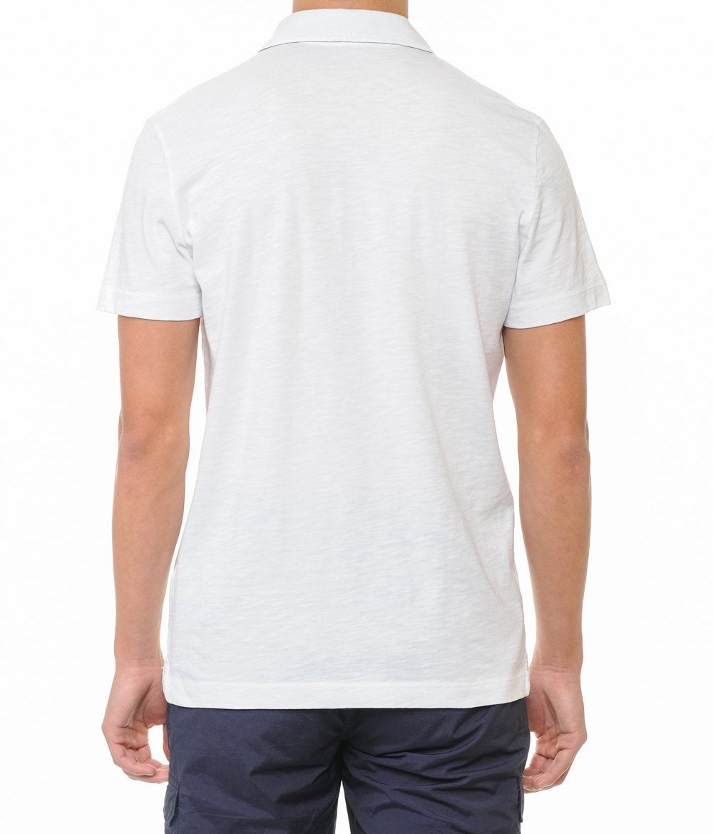 Garment-Dyed Slub Cotton Polo T-Shirt