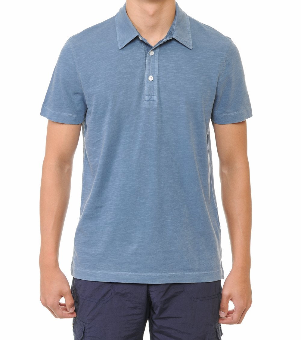 Garment-Dyed Slub Cotton Polo T-Shirt